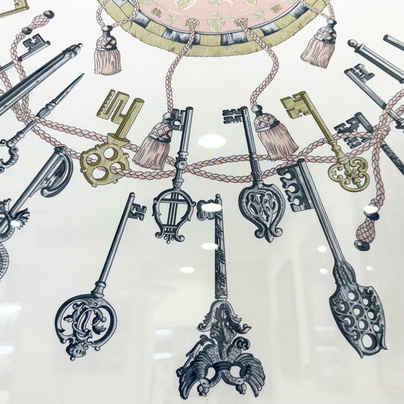 hermes 米底粉邊古典KEY披巾-2