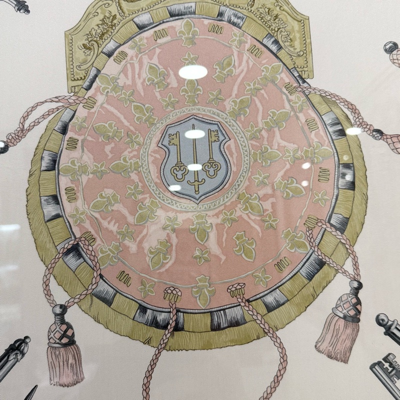 hermes 米底粉邊古典KEY披巾-3