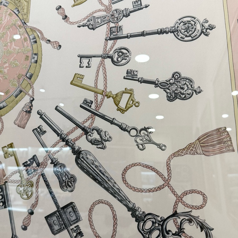 hermes 米底粉邊古典KEY披巾-5