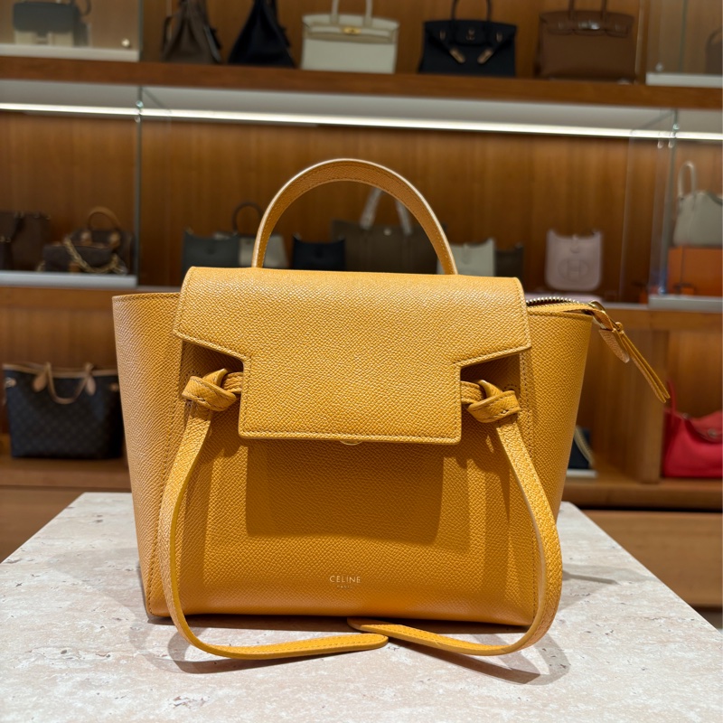 【經典不敗、優雅出行】CELINE NANO 鯰魚包|黃咖皮革|法式質感小號手提斜背包 20cm-6