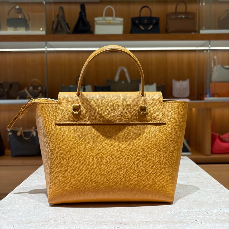 【經典不敗、優雅出行】CELINE NANO 鯰魚包|黃咖皮革|法式質感小號手提斜背包 20cm-7