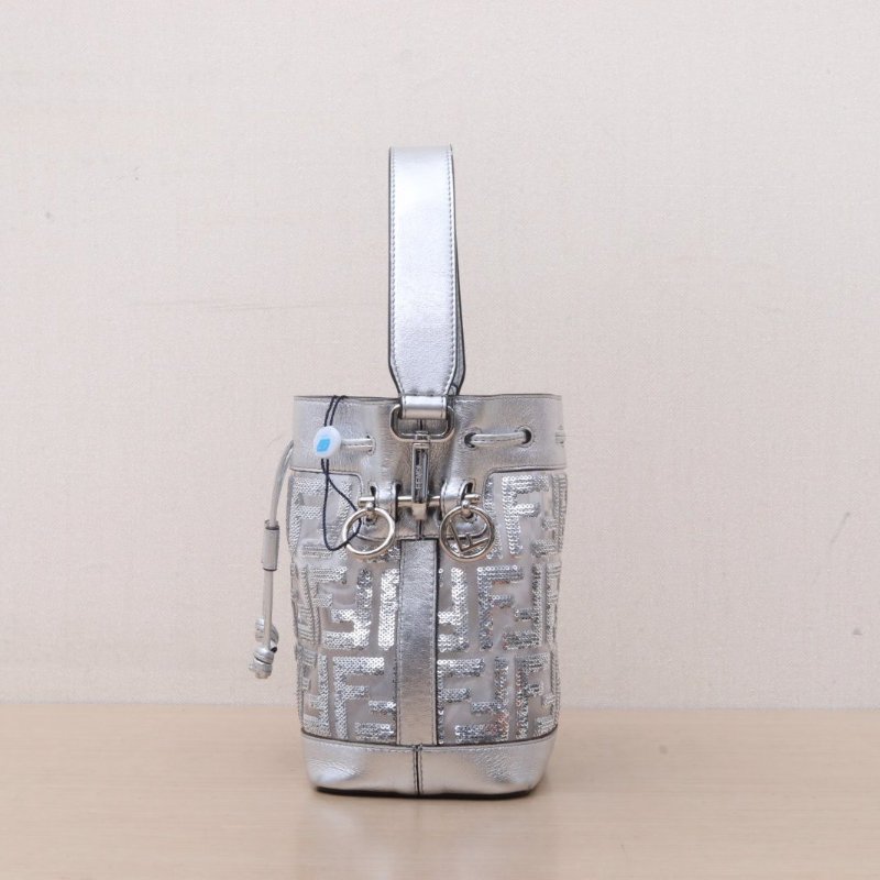 FENDI 銀色珠片FFminiPVC水桶包肩背包-4
