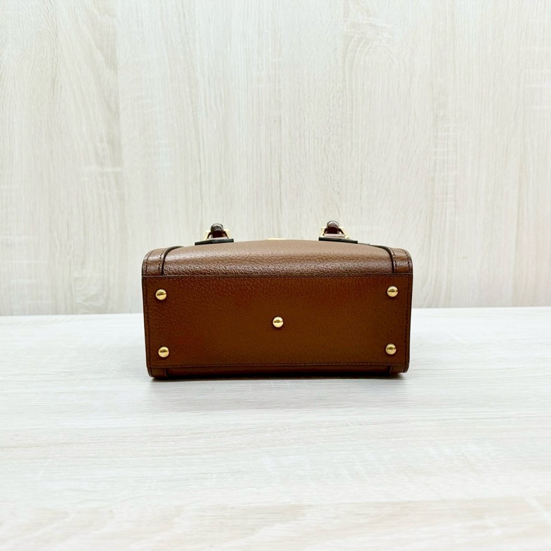 Gucci咖啡色牛皮竹節款Diana迷你手提側背包702732-6