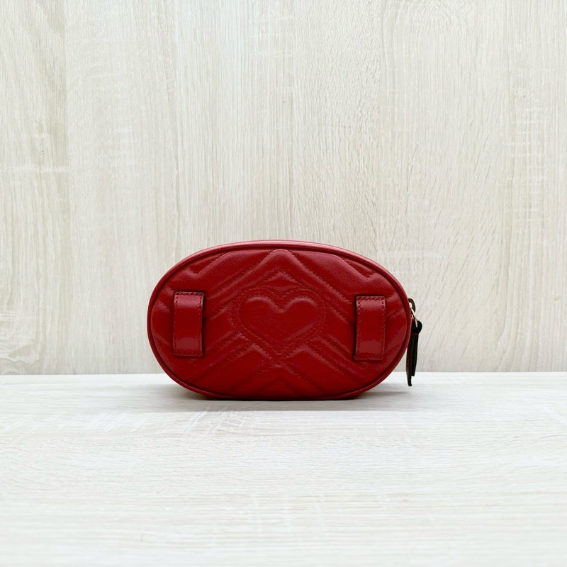 GUCCI GG Marmont系列紅牛皮腰包 476434-1