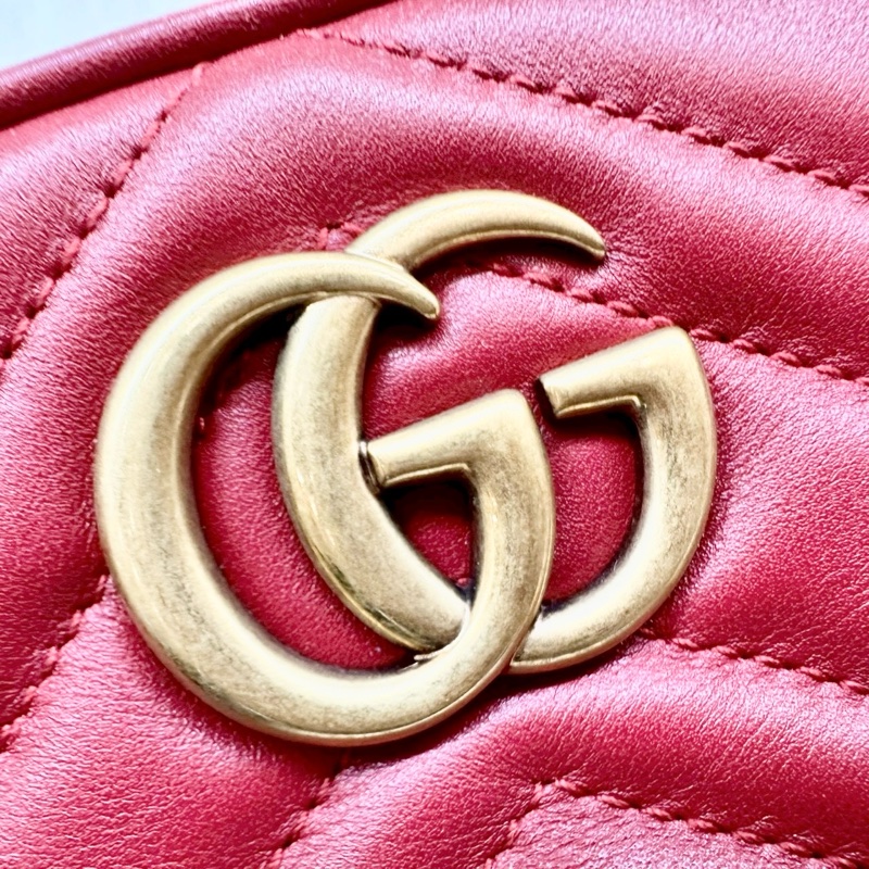 GUCCI GG Marmont系列紅牛皮腰包 476434-12