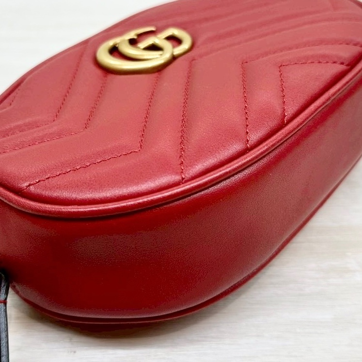 GUCCI GG Marmont系列紅牛皮腰包 476434-13