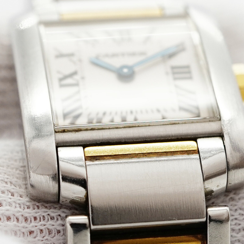 卡地亞 Tank Française SM 雙色腕錶 2384 白色錶盤 女士款-6