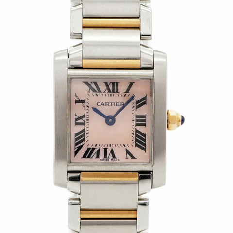 卡地亞 Tank Française SM 雙色腕錶 W51027Q4 粉紅錶盤 女士款
