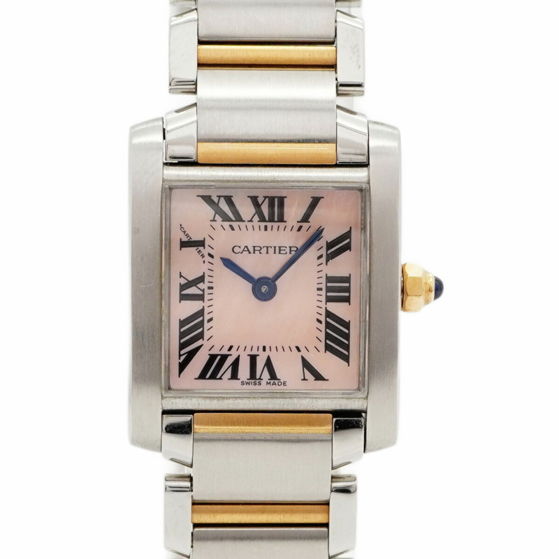 卡地亞 Tank Française SM 雙色腕錶 W51027Q4 粉紅錶盤 女士款-0