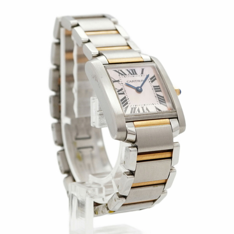 卡地亞 Tank Française SM 雙色腕錶 W51027Q4 粉紅錶盤 女士款-2