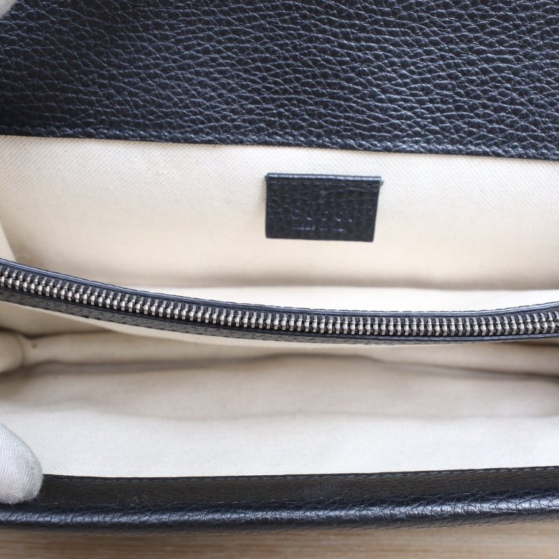 GUCCI Dionysus酒神中號28黑色牛皮鑽扣肩背包-3