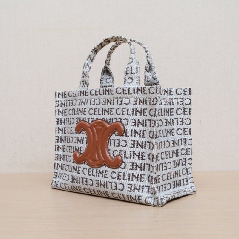 CELINE 拼色帆布CabasThais購物袋Tote附肩帶肩背包-4