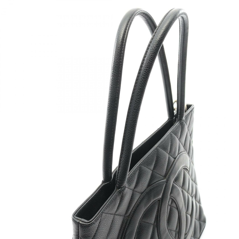 香奈兒 (CHANEL) Medallion 手提包,粒面小牛皮,黑色,二手,女士,SHW CC Coco-8