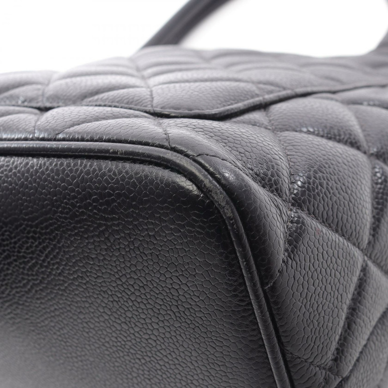 香奈兒 (CHANEL) Medallion 手提包,黑色粒面小牛皮,二手,女士,飾有 SHW CC Coco 標誌-5