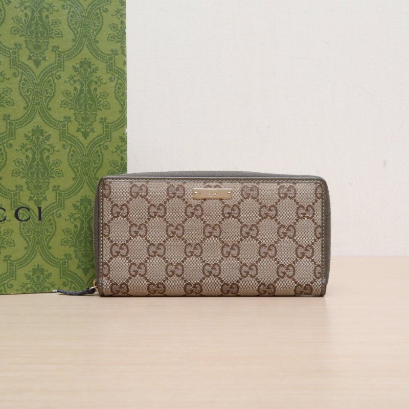 GUCCI 老花帆布GG長款拉鏈錢包肩背包-0