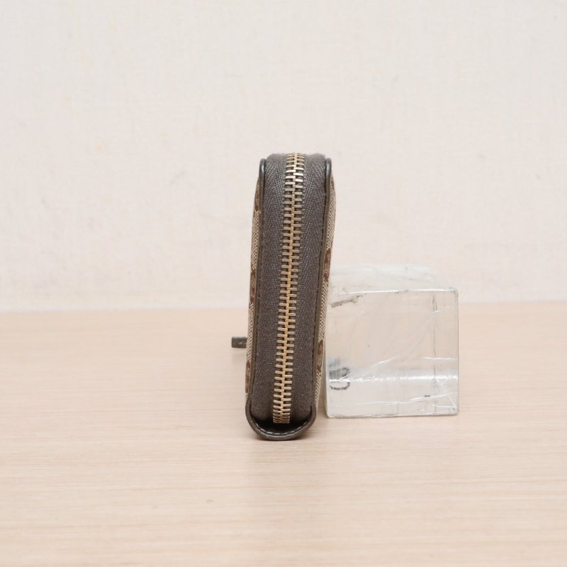 GUCCI 老花帆布GG長款拉鏈錢包肩背包-3