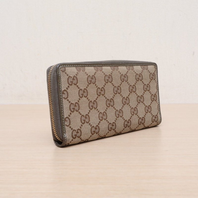 GUCCI 老花帆布GG長款拉鏈錢包肩背包-4