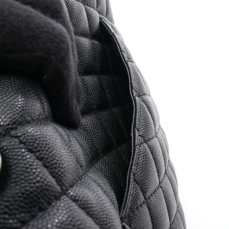 香奈兒 Coco 29 頂部手柄翻蓋絎縫手提包,粒面皮革,黑色,二手,帶五金配件-5