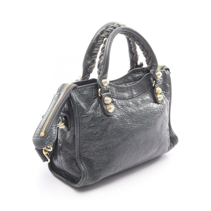 BALENCIAGA 經典迷你都會單肩斜背包,灰色皮革,二手女款-1