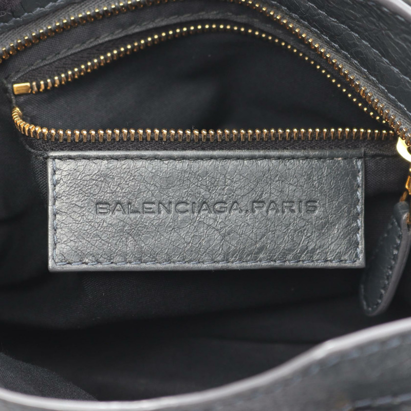 BALENCIAGA 經典迷你都會單肩斜背包,灰色皮革,二手女款-3