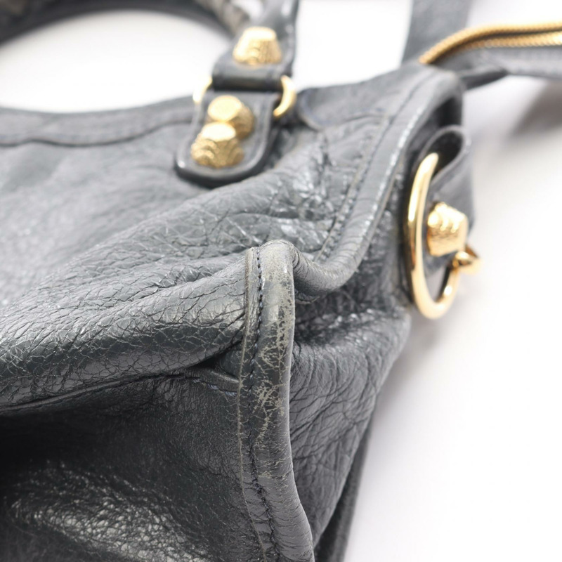 BALENCIAGA 經典迷你都會單肩斜背包,灰色皮革,二手女款-6