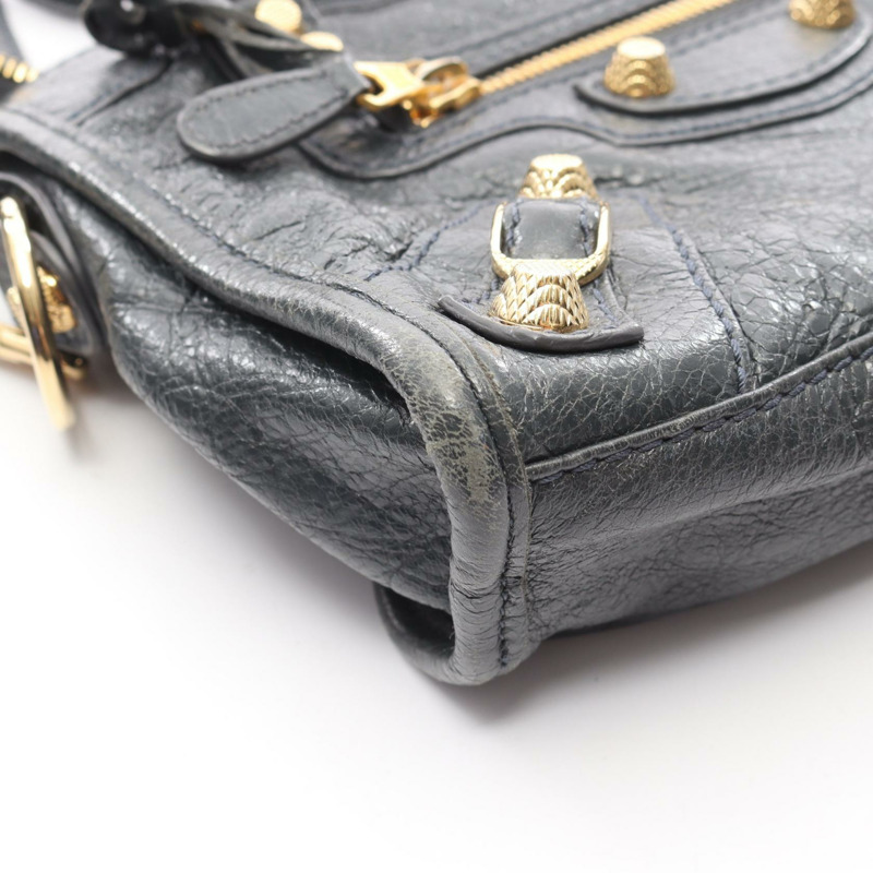 BALENCIAGA 經典迷你都會單肩斜背包,灰色皮革,二手女款-7
