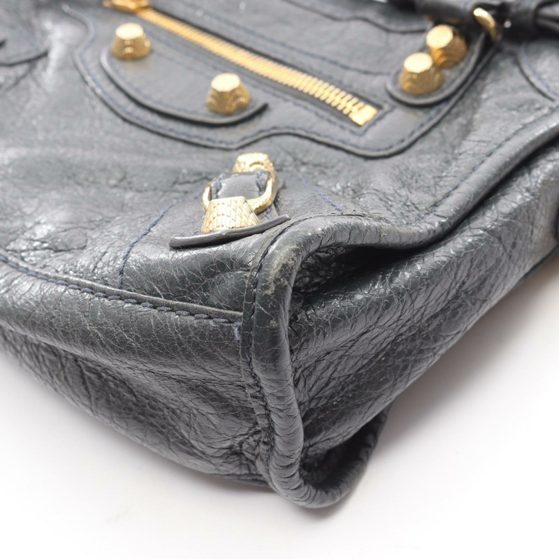 BALENCIAGA 經典迷你都會單肩斜背包,灰色皮革,二手女款-8