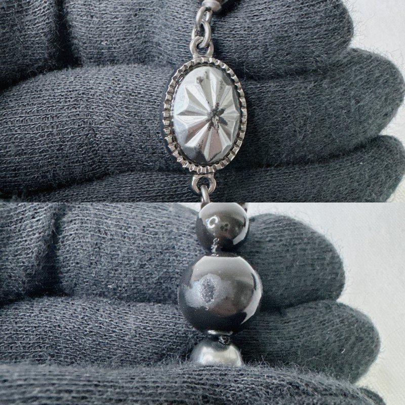 CHANEL 黑銀珠飾手鍊-6