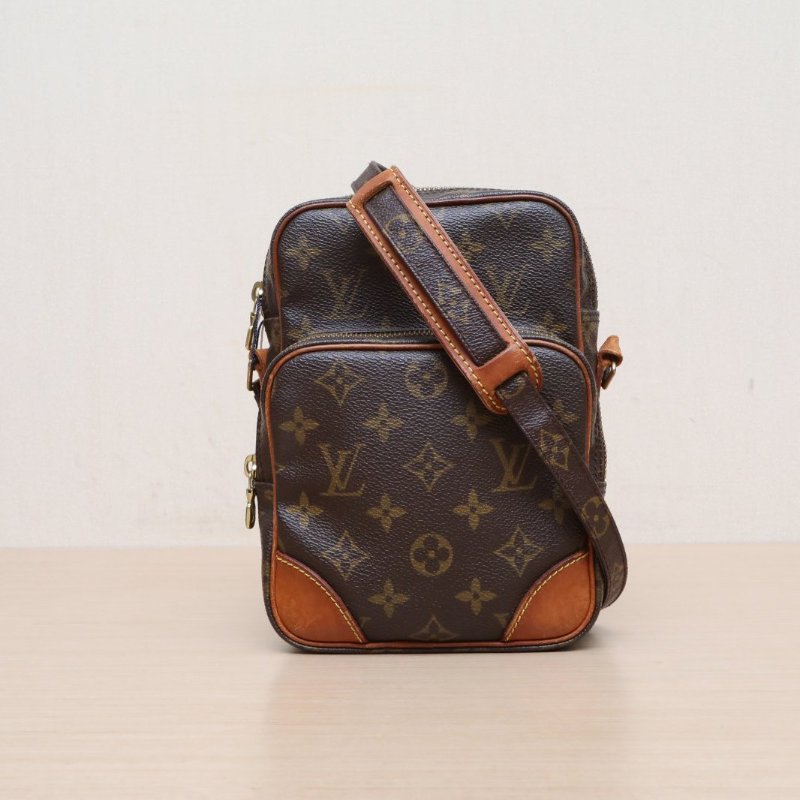 LOUIS VUITTON 中古雙層相機包老花PVC2001肩背包-1