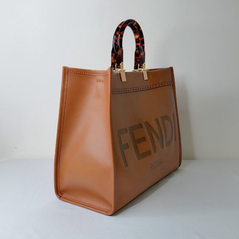 FENDI Sunshine中款玳瑁手提購物包-3