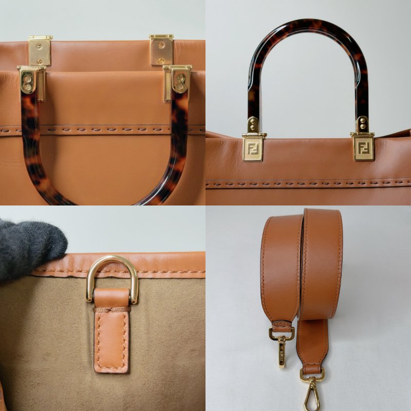 FENDI Sunshine中款玳瑁手提購物包-7