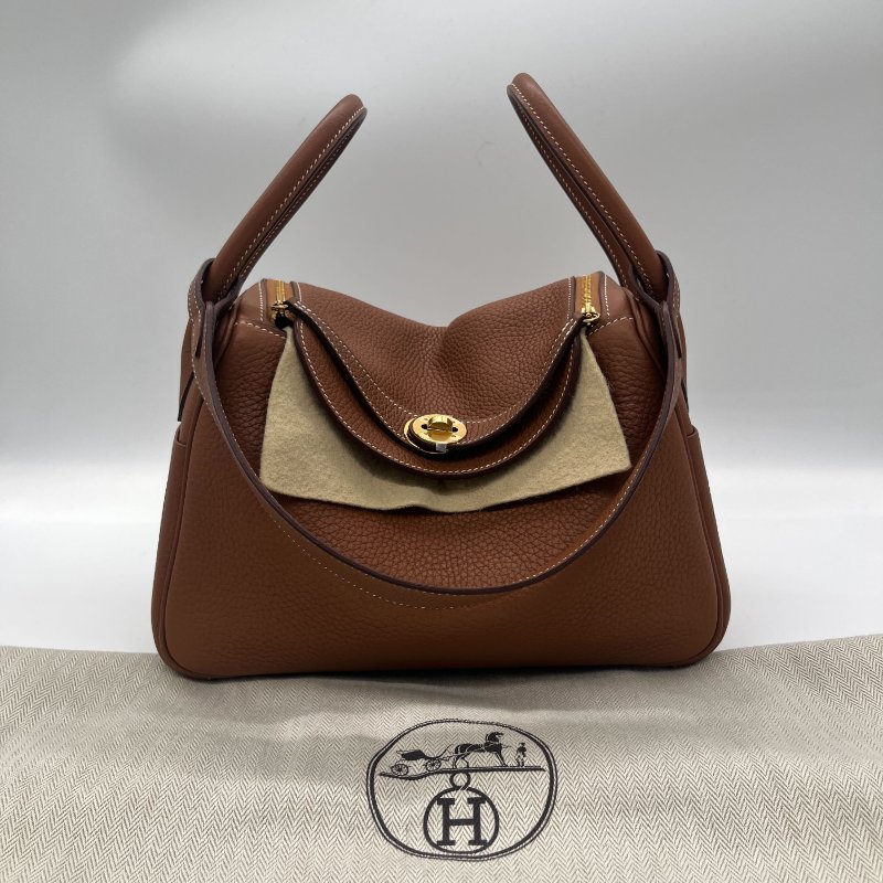 超級新🌟Hermès 愛馬仕 Lindy 26 棕色 牛皮金扣 手提包 肩背包-0
