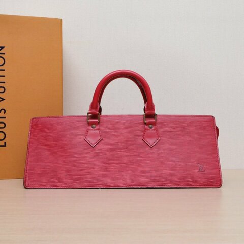 LOUIS VUITTON 紅色EPI水波紋牛皮水波紋橫版手提肩背包