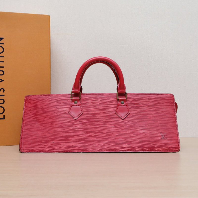 LOUIS VUITTON 紅色EPI水波紋牛皮水波紋橫版手提肩背包-0