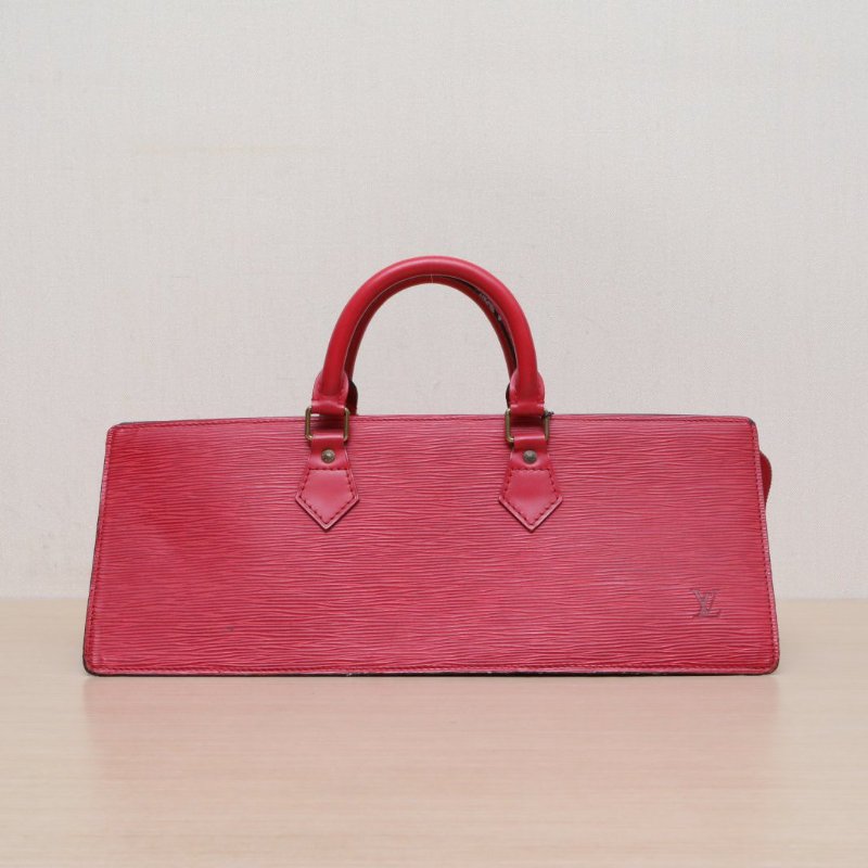 LOUIS VUITTON 紅色EPI水波紋牛皮水波紋橫版手提肩背包-1