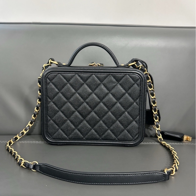 Chanel香奈儿 Vanity case黑金荔枝纹相机包-2