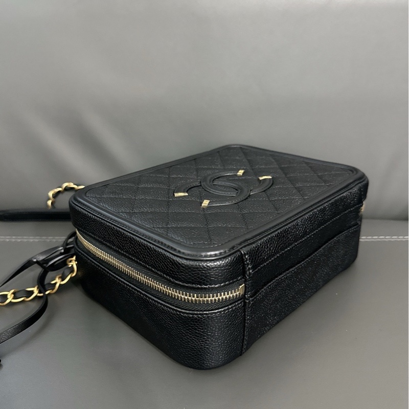 Chanel香奈儿 Vanity case黑金荔枝纹相机包-5