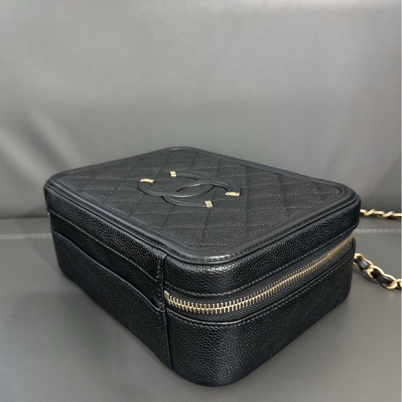 Chanel香奈儿 Vanity case黑金荔枝纹相机包-6