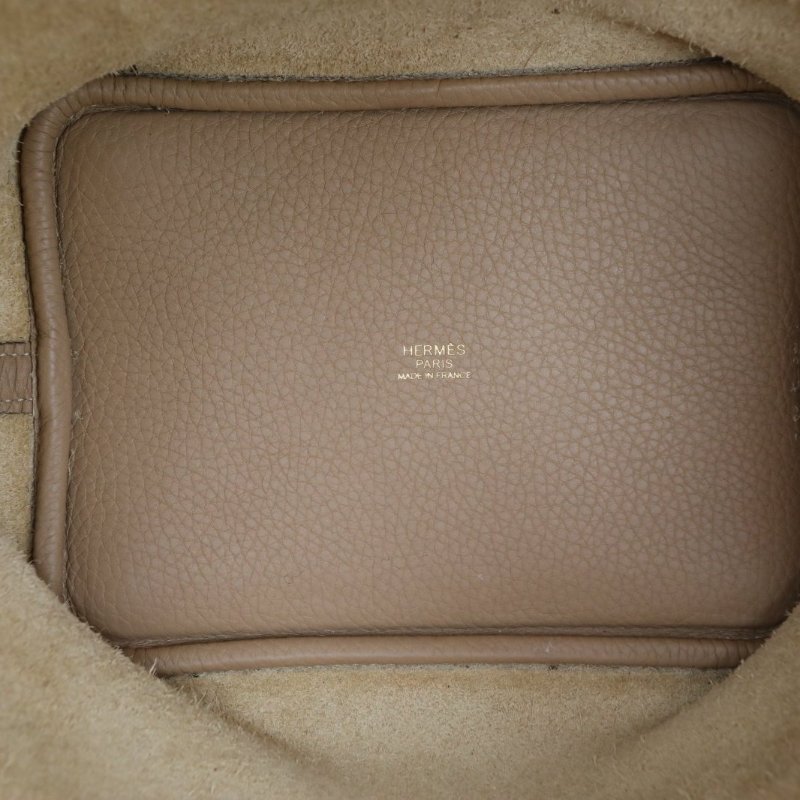 HERMES Picotin18菜籃子S2風衣灰TC皮Z刻金扣肩背包-2