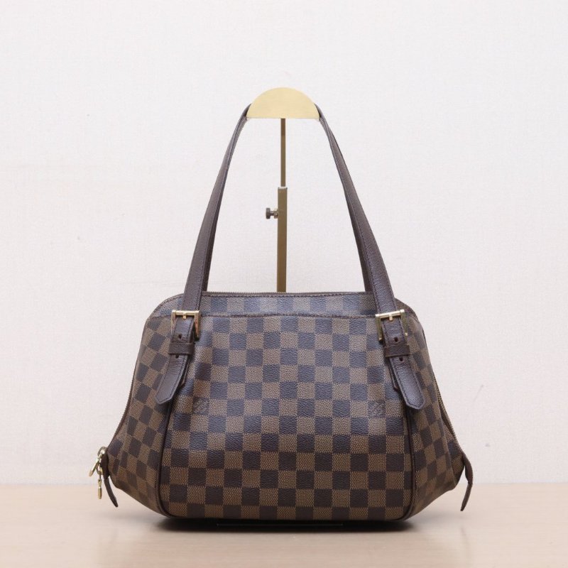 LOUIS VUITTON 棕色棋盤格PVC2005中古Belem元寶包單肩包肩背包-1