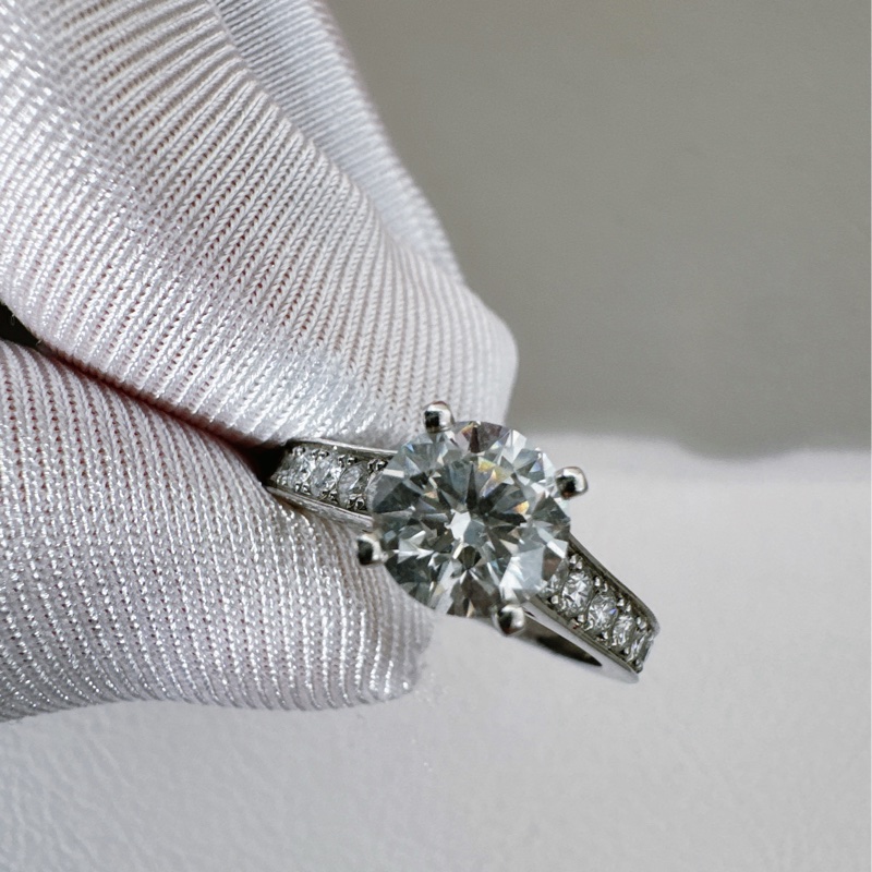 Cartier卡地亚 1895系列 Pt950铂金一克拉钻石戒指-4