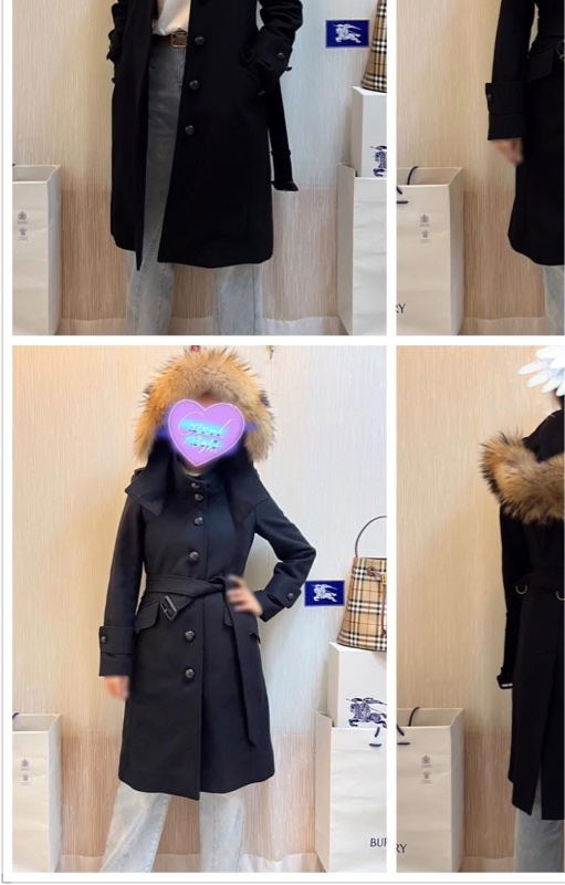 BURBERRY英國黑色連帽羊毛大衣UK6-1