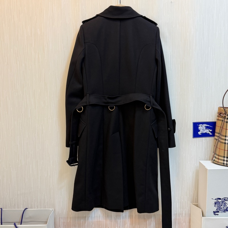 BURBERRY英國黑色連帽羊毛大衣UK6-3