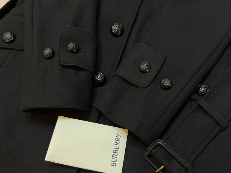BURBERRY英國黑色連帽羊毛大衣UK6-4