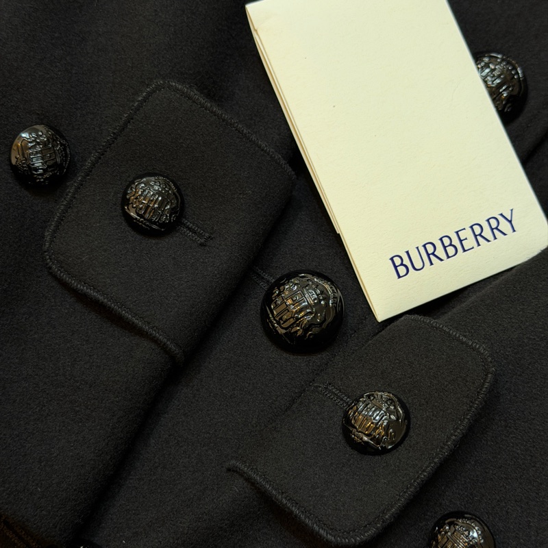 BURBERRY英國黑色連帽羊毛大衣UK6-5