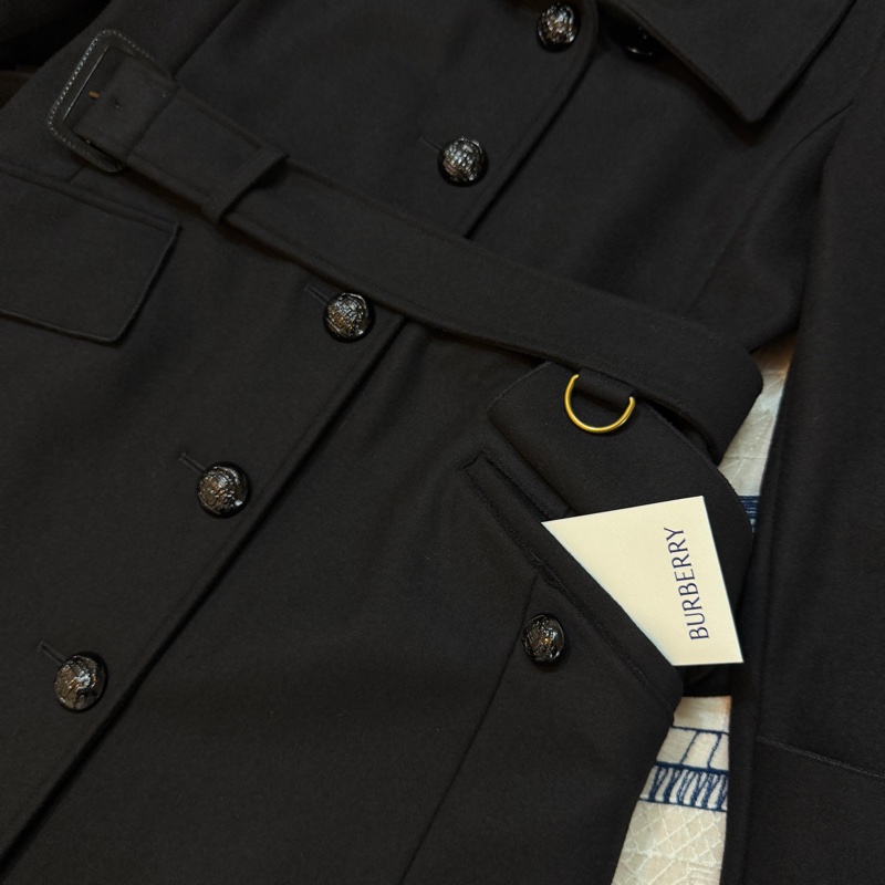 BURBERRY英國黑色連帽羊毛大衣UK6-6