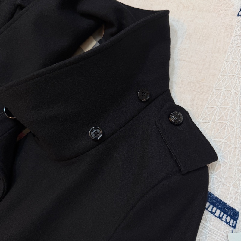 BURBERRY英國黑色連帽羊毛大衣UK6-7