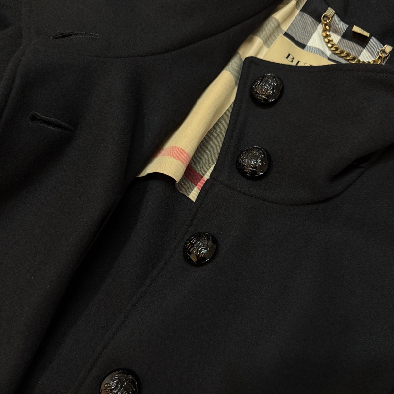 BURBERRY英國黑色連帽羊毛大衣UK6-8