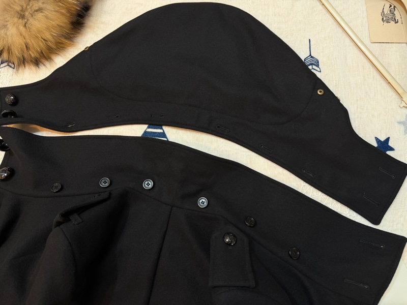 BURBERRY英國黑色連帽羊毛大衣UK6-9