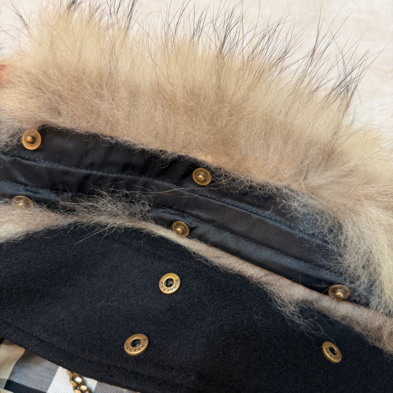 BURBERRY英國黑色連帽羊毛大衣UK6-11